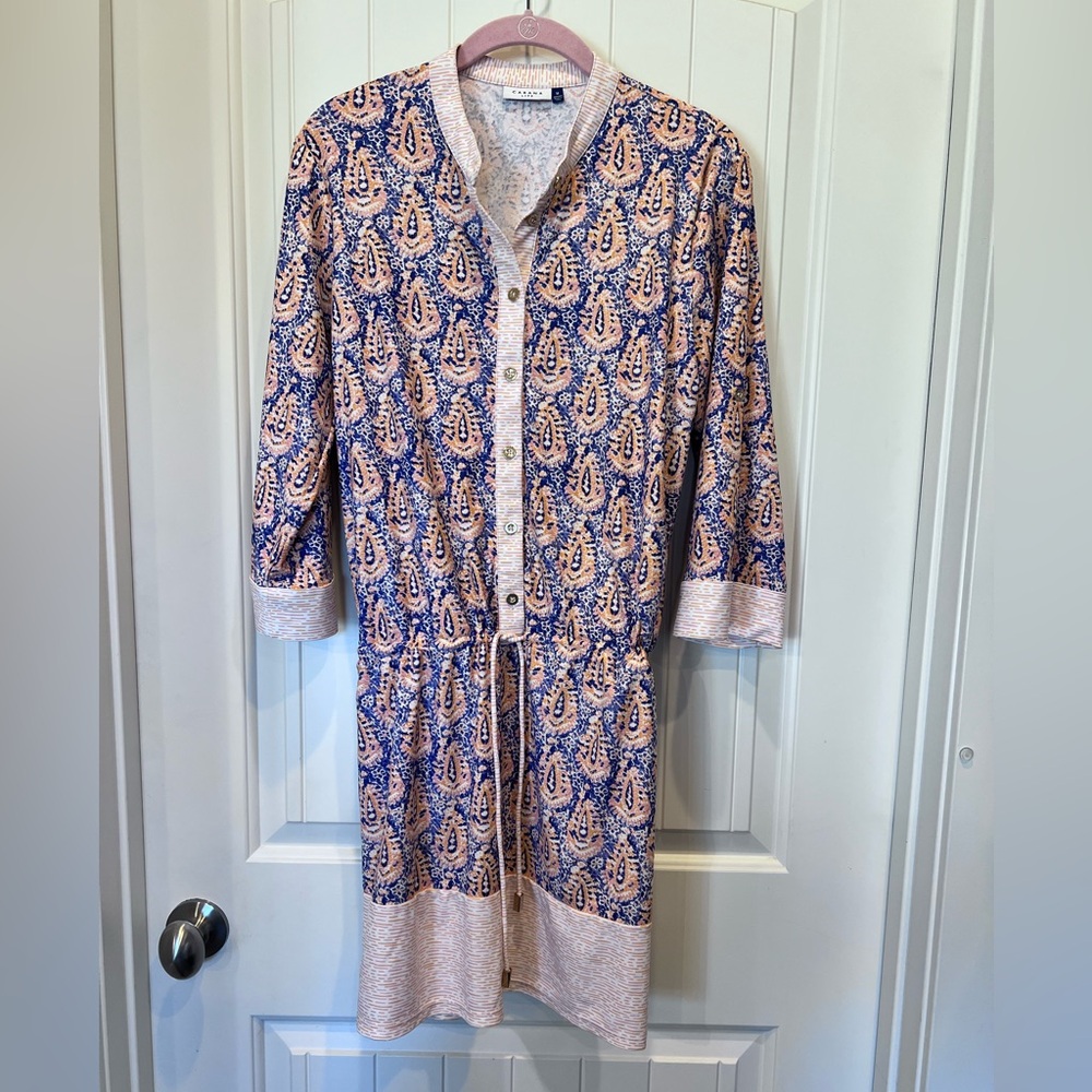 Cabana Life SPF 50 V Neck 3/4 Sleeve
Shirt Dress Sz Medium Orange Blue